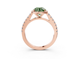 Rose gold Fancy Green Round  Cut Halo Diamond Engagement Ring with Pave Band and Four-Prong Setting_31