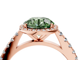 Rose gold Fancy Green Round  Cut Halo Diamond Engagement Ring with Pave Band and Four-Prong Setting_32