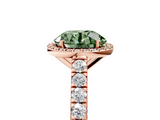 Rose gold Fancy Green Round  Cut Halo Diamond Engagement Ring with Pave Band and Four-Prong Setting_33
