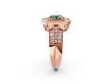 Rose gold Fancy Green Round Cut Halo Diamond Engagement Ring with Pave Split Shank and Four-Prong Setting_2