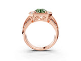 Rose gold Fancy Green Round Cut Halo Diamond Engagement Ring with Pave Split Shank and Four-Prong Setting_3