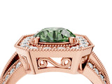 Rose gold Fancy Green Round Cut Halo Diamond Engagement Ring with Pave Split Shank and Four-Prong Setting_4