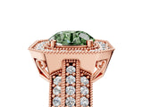 Rose gold Fancy Green Round Cut Halo Diamond Engagement Ring with Pave Split Shank and Four-Prong Setting_5