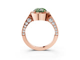 Rose gold Fancy Green Round Cut Halo Diamond Engagement Ring with Split Shank Band and Four-Prong Setting_3