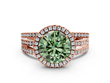 Rose gold Fancy Green Round  Cut Halo Diamond Engagement Ring with Split Shank and Four-Prong Setting_20
