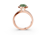 Rose gold Fancy Green Round  Cut Halo Diamond Engagement Ring with Split Shank and Four-Prong Setting_23