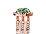 Rose gold Fancy Green Round  Cut Halo Diamond Engagement Ring with Split Shank and Four-Prong Setting_25