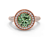 Rose gold Fancy Green Round  Cut Halo Diamond Pave Band with Four-Prong Setting_37