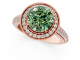 Rose gold Fancy Green Round  Cut Halo Diamond Pave Band with Four-Prong Setting_38