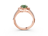 Rose gold Fancy Green Round  Cut Halo Diamond Pave Band with Four-Prong Setting_40