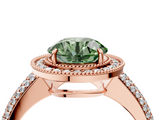 Rose gold Fancy Green Round  Cut Halo Diamond Pave Band with Four-Prong Setting_41