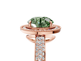 Rose gold Fancy Green Round  Cut Halo Diamond Pave Band with Four-Prong Setting_42
