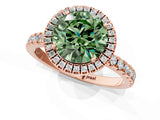 Rose gold Fancy Green Round Cut Halo Diamond Pave Band with Prong Setting_1