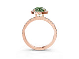 Rose gold Fancy Green Round Cut Halo Diamond Pave Band with Prong Setting_3