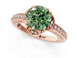 Rose gold Fancy Green Round  Cut Halo Diamond Ring with Channel Set Band and Four-Prong Setting_33