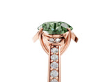 Rose gold Fancy Green Round  Cut Halo Diamond Ring with Channel Set Band and Four-Prong Setting_37