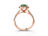 Rose gold Fancy Green Round Cut Halo Diamond Ring with Pavé Band_3