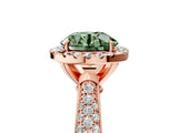 Rose gold Fancy Green Round Cut Halo Diamond Ring with Pavé Band_5
