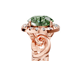 Rose gold Fancy Green Round  Cut Halo Diamond Ring with Scrollwork Band and Four-Prong Setting_51