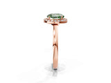 Rose gold Fancy Green Round Cut Halo Diamond Ring with Solitaire Band and Prong Setting_1