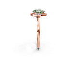 Rose gold Fancy Green Round Cut Halo Diamond Ring with Solitaire Band and Prong Setting_2