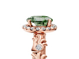 Rose gold Fancy Green Round Cut Halo Diamond Solitaire with Filigree Band and Four-Prong Setting_5