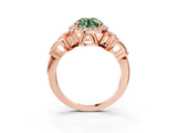Rose gold Fancy Green Round Cut Halo Diamond Split Shank Engagement Ring with Four-Prong Setting_3