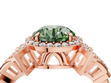 Rose gold Fancy Green Round Cut Halo Diamond Split Shank Engagement Ring with Four-Prong Setting_4
