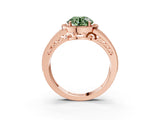 Rose gold Fancy Green Round Cut Halo Diamond Split Shank Ring with Prong Setting_3
