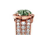 Rose gold Fancy Green Round Cut Halo Diamond Split Shank Ring with Prong Setting_5