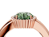 Rose gold Fancy Green Round  Cut Halo Pave Band Four-Prong Ring_53