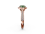 Rose gold Fancy Green Round  Cut Halo Pave Band Four-Prong Setting Ring_40