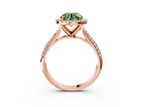 Rose gold Fancy Green Round  Cut Halo Pave Band Four-Prong Setting Ring_41