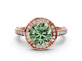 Rose gold Fancy Green Round  Cut Halo Pave Split Shank Prong Setting Ring_32