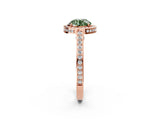 Rose gold Fancy Green Round  Cut Halo Pave Split Shank Prong Setting Ring_34