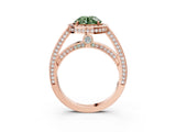Rose gold Fancy Green Round  Cut Halo Pave Split Shank Prong Setting Ring_35