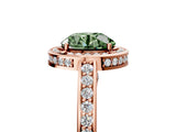 Rose gold Fancy Green Round  Cut Halo Pave Split Shank Prong Setting Ring_37