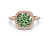 Rose gold Fancy Green Round Cut Halo Round Diamond Pavé Band with Four-Prong Setting_3