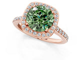 Rose gold Fancy Green Round Cut Halo Round Diamond Pavé Band with Four-Prong Setting_4