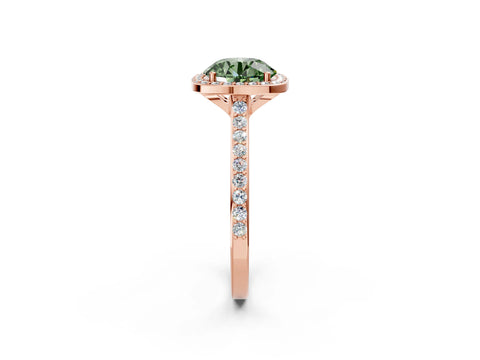 Rose gold Fancy Green Round Cut Halo Round Diamond Pavé Band with Four-Prong Setting_5
