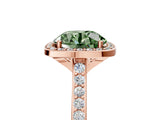 Rose gold Fancy Green Round Cut Halo Round Diamond Pavé Band with Four-Prong Setting_8
