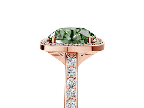 Rose gold Fancy Green Round Cut Halo Round Diamond Pavé Band with Four-Prong Setting_8