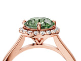 Rose gold Fancy Green Round Cut Halo Round Diamond Solitaire Engagement Ring with Pave Band and Four-Prong Setting_16