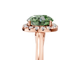 Rose gold Fancy Green Round Cut Halo Round Diamond Solitaire Ring with Pavé Band and Four-Prong Setting_5