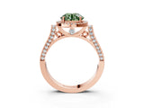 Rose gold Fancy Green Round Cut Halo Round Diamond Twist Band with Four-Prong Setting_3