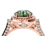 Rose gold Fancy Green Round Cut Halo Round Diamond Twist Band with Four-Prong Setting_4
