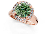 Rose gold Fancy Green Round  Cut Halo Solitaire Engagement Ring with Square Band and Four-Prong Setting_115