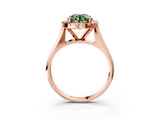 Rose gold Fancy Green Round  Cut Halo Solitaire Engagement Ring with Square Band and Four-Prong Setting_117