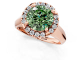 Rose gold Fancy Green Round  Cut Halo Solitaire Engagement Ring with Square Band and Four-Prong Setting_67