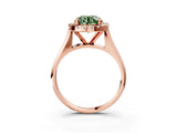Rose gold Fancy Green Round  Cut Halo Solitaire Engagement Ring with Square Band and Four-Prong Setting_69